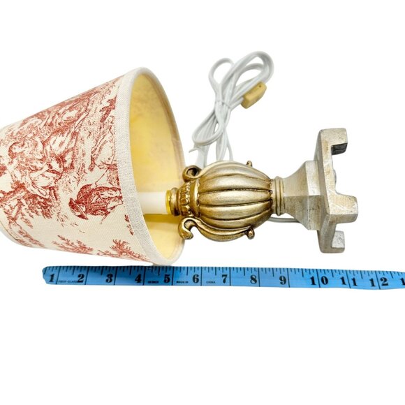 Vintage Gold Table Lamp Decorative Toile Shade Ornate Design 11 in Tall Lighting - Picture 6 of 11